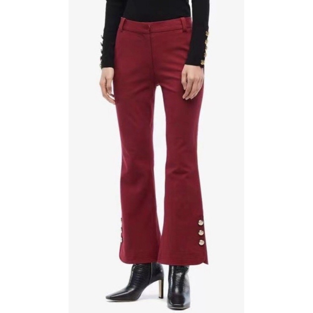 NWT Derek Lam Io Crosby Flared Pants Berry‎ Burgundy Women's Size 8 $395